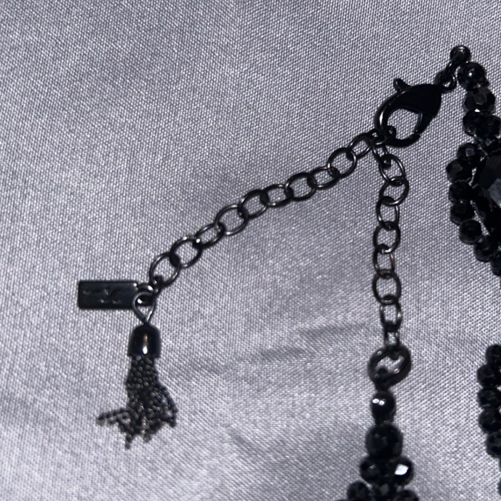 Simply Vera Vera Wang Black Beaded Statement Necklace with Tassel Extender NEW - Picture 4 of 8